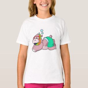 Hippo beim Tauchen mit Schnorchel T-Shirt