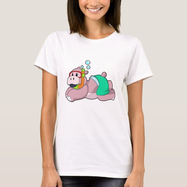 Hippo beim Tauchen mit Schnorchel T-Shirt (Vorderseite)