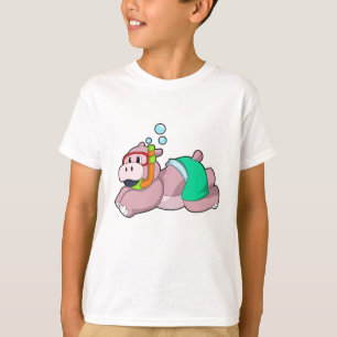 Hippo beim Tauchen mit Schnorchel T-Shirt