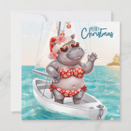 Hippo Bikini Christmas Sailling Feiertagskarte