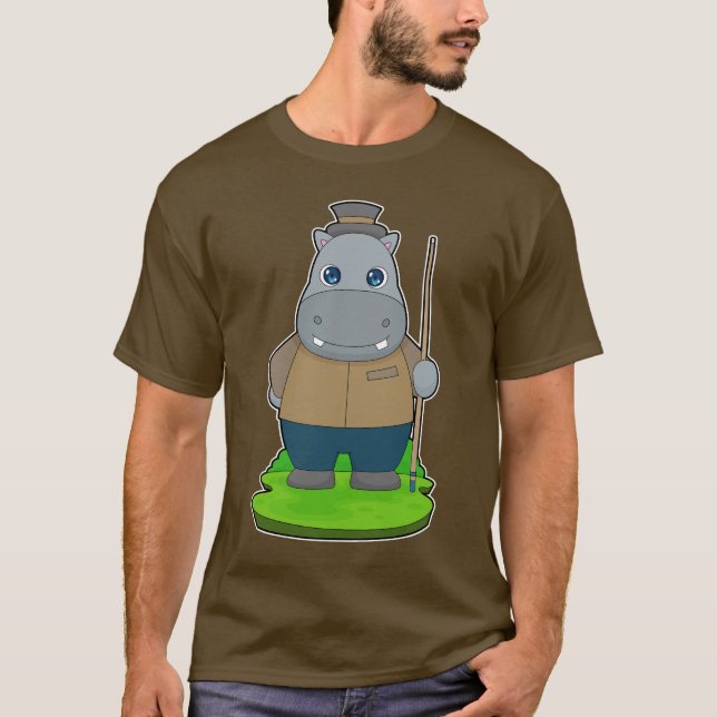 Hippo Billiard Queue T-Shirt (Vorderseite)
