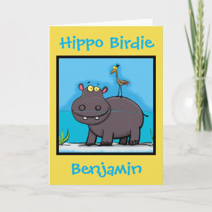 Hippo Birdie lustige Cartoon Geburtstagskarte Karte