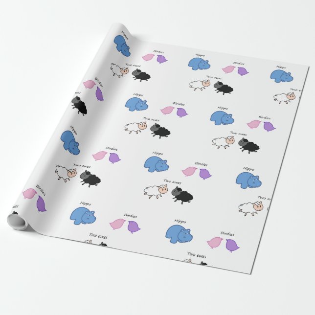 Hippo Birdies Two Ewes Geschenkpapier (Ungerollt)