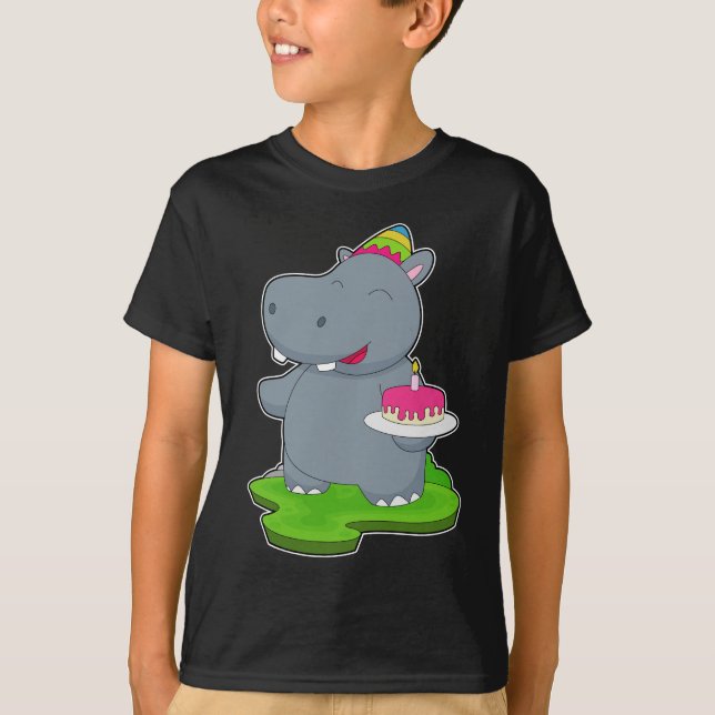 Hippo Birthday Cake T-Shirt (Vorderseite)