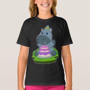 Hippo Birthday Cake T-Shirt