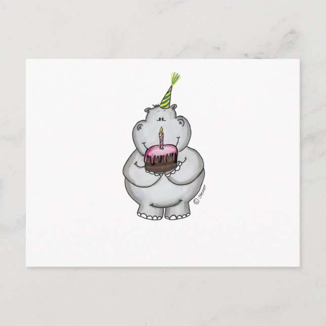 Hippo Birthday - Happy Birthday Postkarte (Vorderseite)