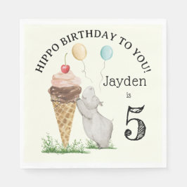 Hippo Birthday Party Napkins Serviette
