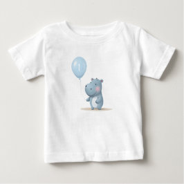 Hippo Birthday Weichblau Baby T-shirt
