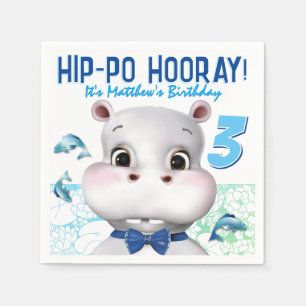 Hippo Blau Fisch Junge Geburtstag Serviette