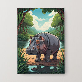 Hippo by the Riverside Button
