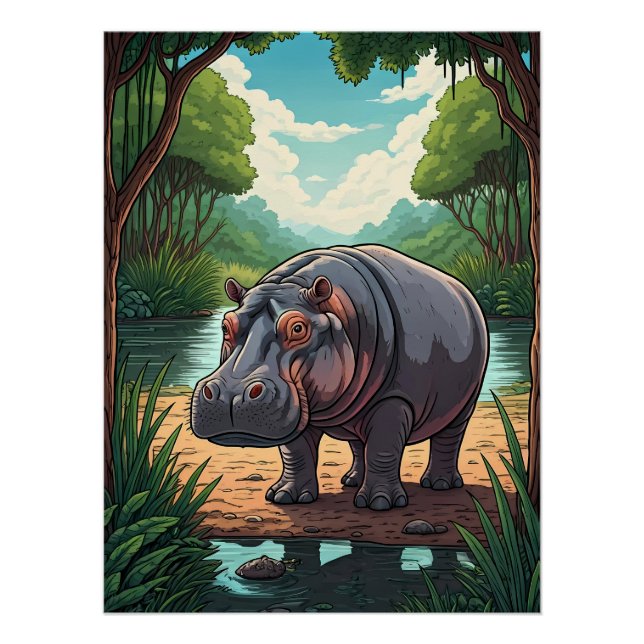 Hippo by the Riverside Poster (Vorderseite)