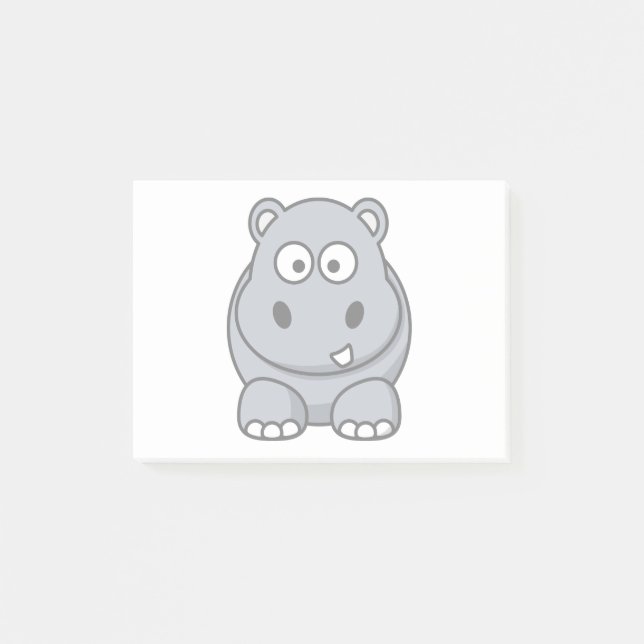 Hippo Cartoon Art Post-it Klebezettel (Vorderseite)