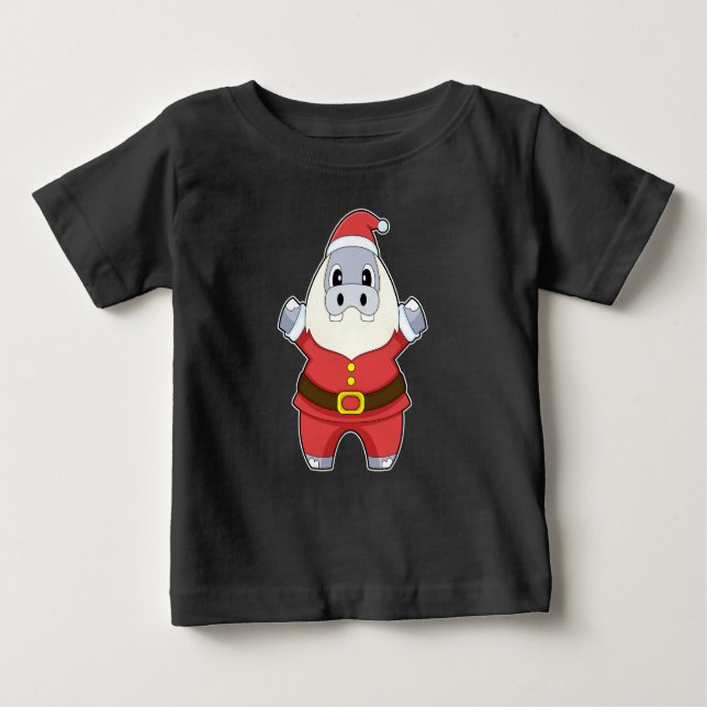 Hippo Christmas Santa Claus Baby T-shirt (Vorderseite)