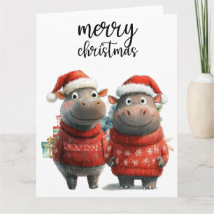 Hippo Christmas Themed für Tierliebhaber Karte