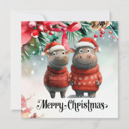 Hippo Christmas Themed für Tierliebhaber Karte