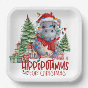 Hippo Christmas Themed für Tierliebhaber Pappteller