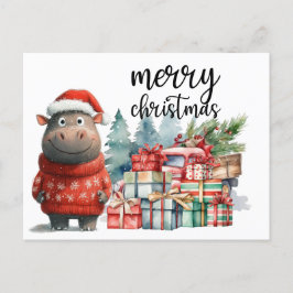 Hippo Christmas Themed für Tierliebhaber Postkarte