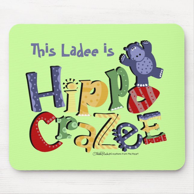 Hippo Crazee (in hellen Farben) Mousepad (Vorne)
