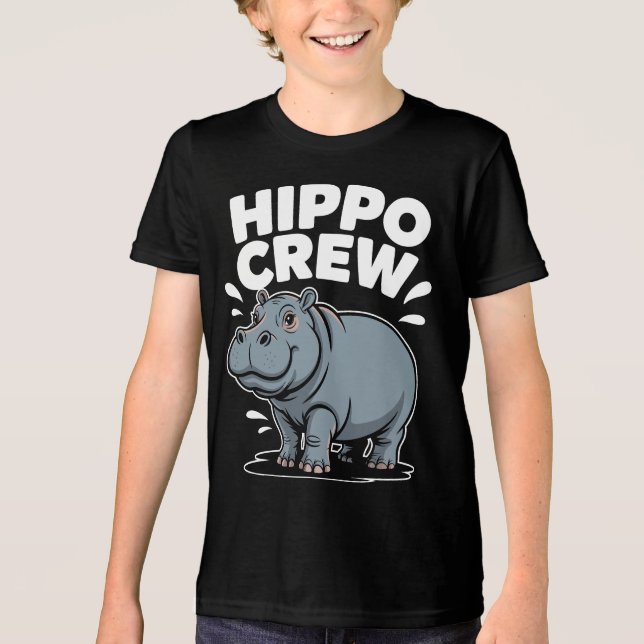 Hippo Crew Nilpferd Tri-Blend Shirt (Vorderseite)