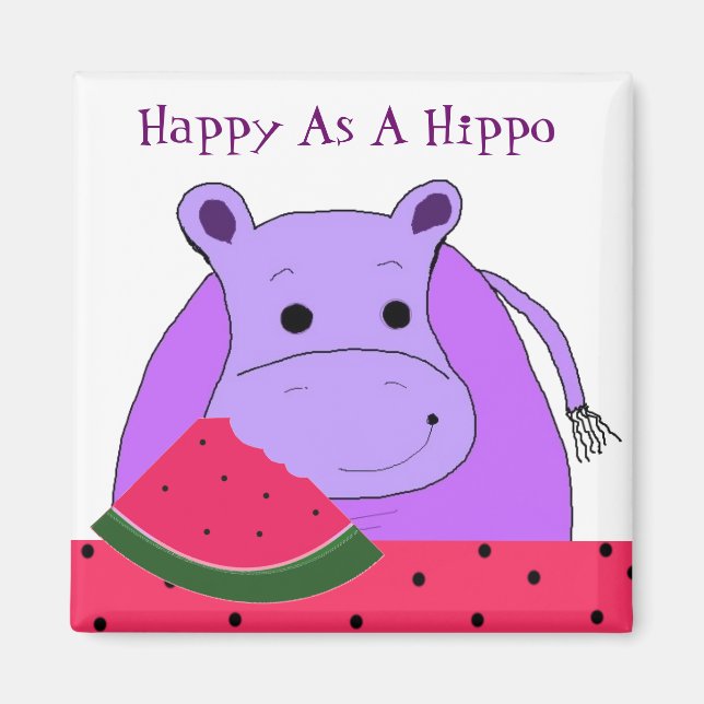 Hippo Eating Watermelon Magnet (Vorne)