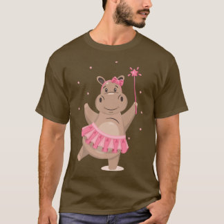 Hippo Fairy Dance Funny Hippo Ballerina T-Shirt