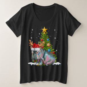 Hippo Fiona Christmas Tree Hippopotamus Große Größe T-Shirt