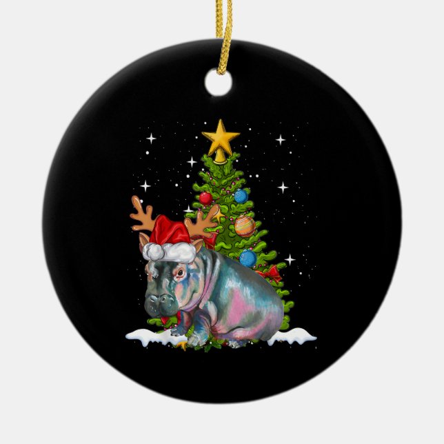 Hippo Fiona Christmas Tree Hippopotamus Keramik Ornament (Vorne)