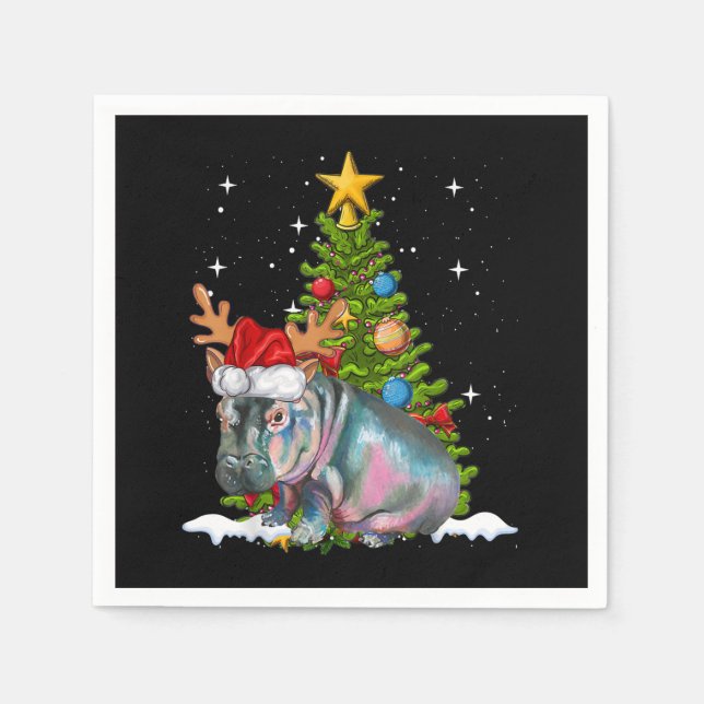 Hippo Fiona Christmas Tree Hippopotamus Serviette (Vorderseite)