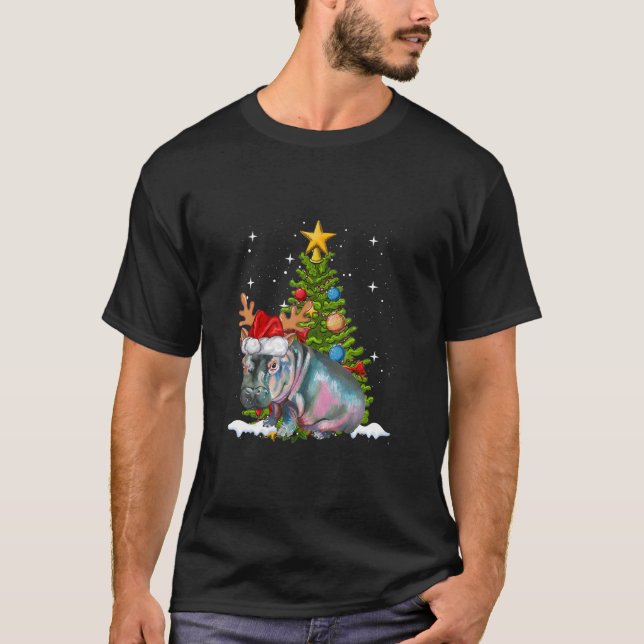 Hippo Fiona Christmas Tree Hippopotamus T - Shirt (Vorderseite)