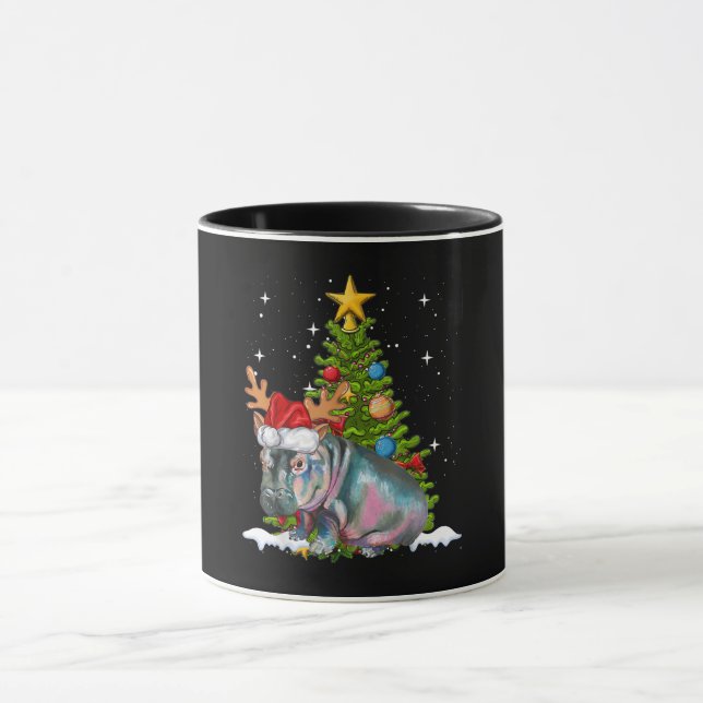 Hippo Fiona Christmas Tree Hippopotamus Tasse (Zentrum)