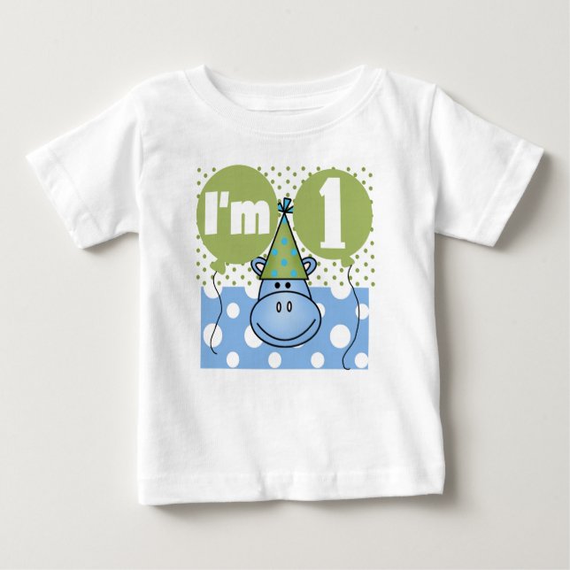 Hippo First Geburtstag Baby T-shirt (Vorderseite)