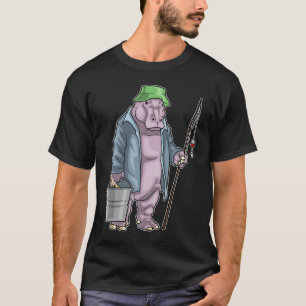 Hippo Fisher Bucket Fishing T-Shirt