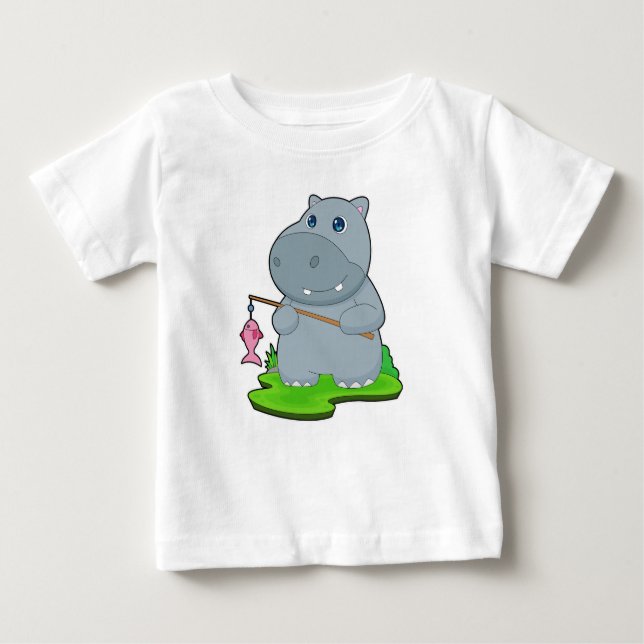 Hippo Fisher Fish Baby T-shirt (Vorderseite)