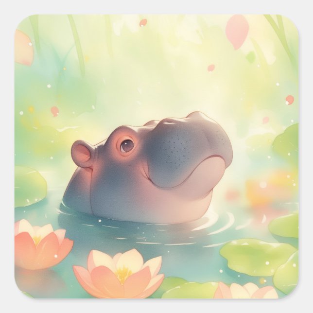 Hippo Flora Hoch über der Leventina Quadratischer Aufkleber (Vorderseite)