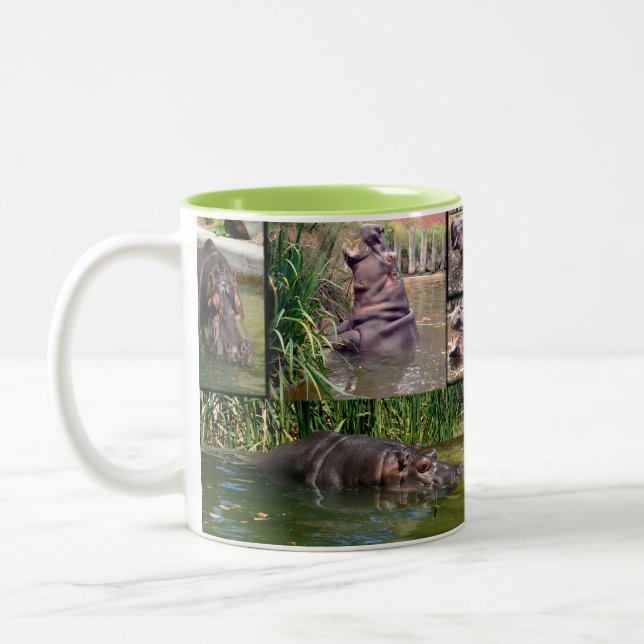 Hippo-FotoCollage, Zweifarbige Tasse (Links)