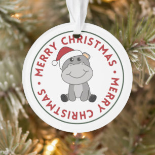 Hippo Frohe Weihnachten Winter Tiere Hippos Orname Ornament