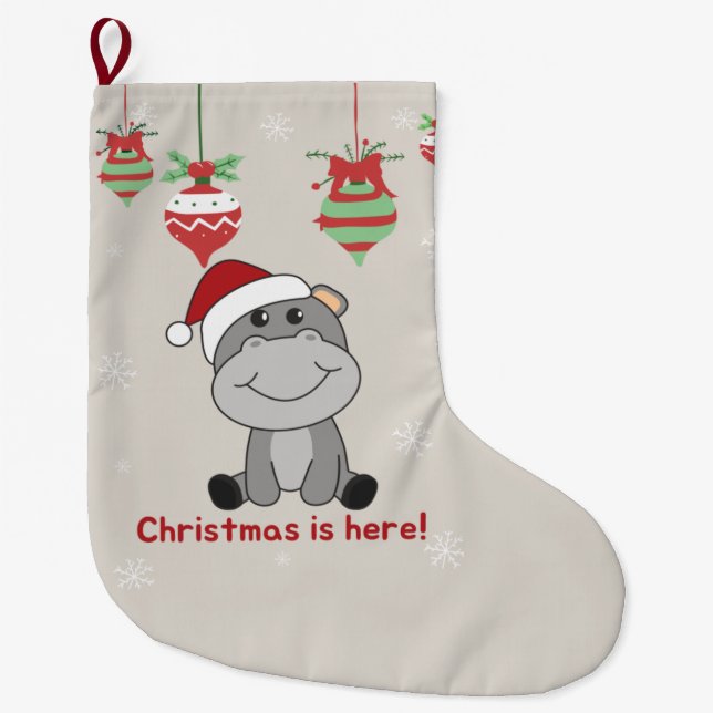 Hippo Frohe Weihnachts Winter Tiere Hippos Große Großer Weihnachtsstrumpf (Vorderseite)
