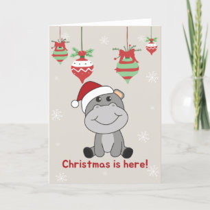 Hippo Frohe Weihnachts Winter Tiere Hippos Holida Feiertagskarte