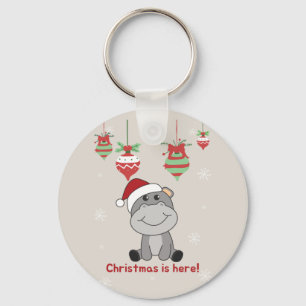Hippo Frohe Weihnachts Winter Tiere Hippos Keycha Schlüsselanhänger