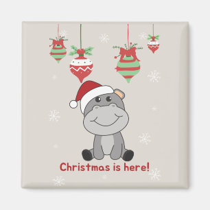 Hippo Frohe Weihnachts Winter Tiere Hippos Magnet