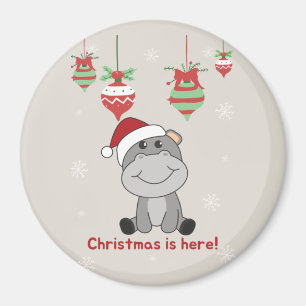 Hippo Frohe Weihnachts Winter Tiere Hippos Magnet