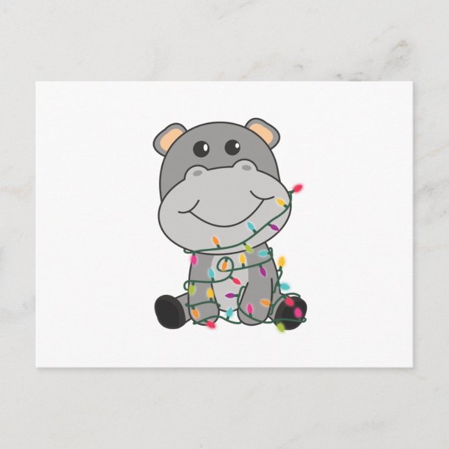 Hippo Frohe Weihnachts Winter Tiere Hippos Postkarte (Vorderseite)