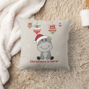 Hippo Frohe Weihnachts Winter Tiere Hippos Throw Kissen