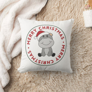 Hippo Frohe Weihnachts Winter Tiere Hippos Throw Kissen