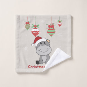 Hippo Frohe Weihnachts Winter Tiere Hippos Wash C Waschlappen