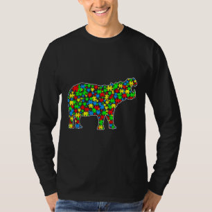 Hippo Funny Puzzle Animals Autismus Bewusstsein T-Shirt