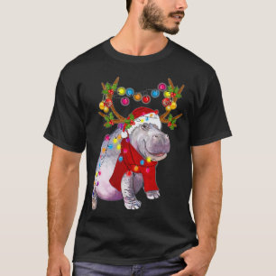 Hippo Gorgeous Rentier Hippo Weihnachtsbaum T-Shirt