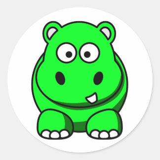 Hippo Green Runder Aufkleber
