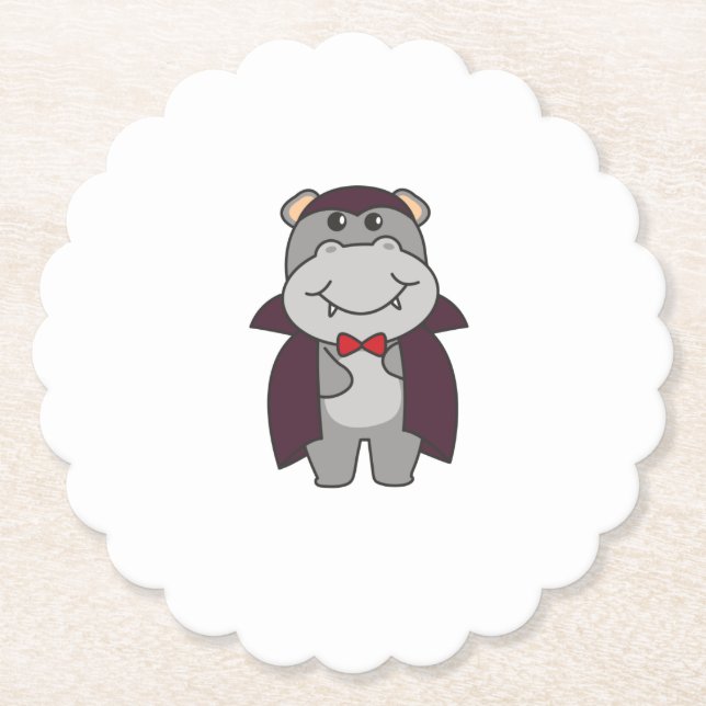 Hippo Halloween Cute Devil Vampire Costume Untersetzer (Vorderseite)