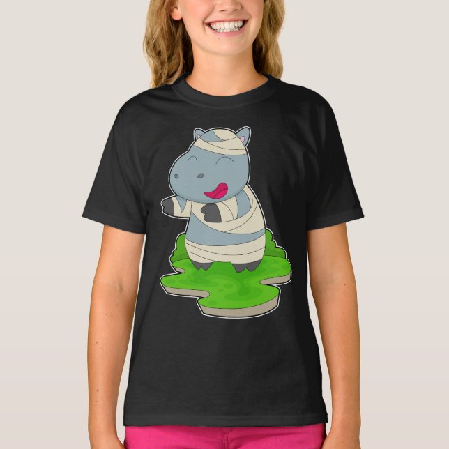 Hippo Halloween Mummy T-Shirt (Vorderseite)